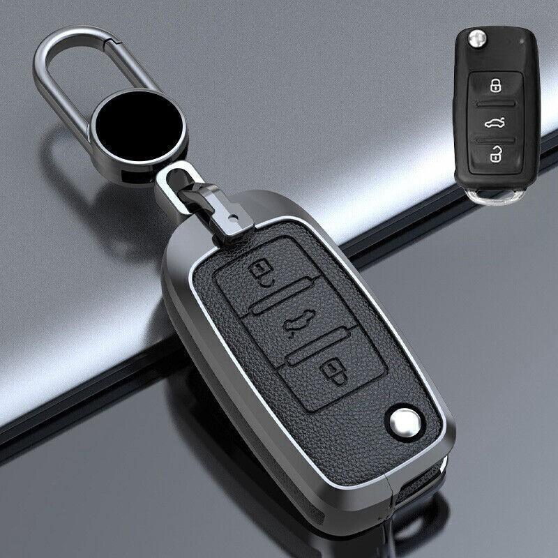 Zinc Alloy Leather Car Filp Key Fob Case Cover For VW Jetta Passat Golf Beetle
