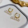 Zhuji Freshwater Pearl Rose Stud Earrings with S925 Silver Balance Beam