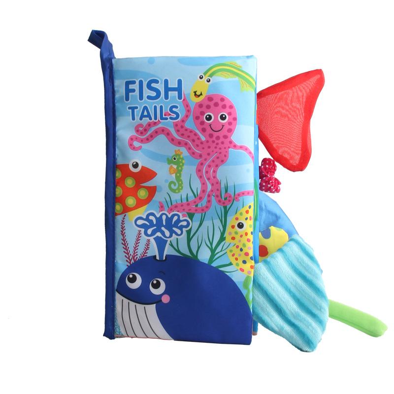 

Детская тканевая книга «Хвост животного» Морской мир животных Пальмовая книга Раннее образование Развивающие игрушки 5 страниц 10 сторон