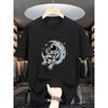 Astronaut Moon Dining Graphic Tee Breathable Soft Cotton Short Sleeve T-Shirt Casual Daily Wear