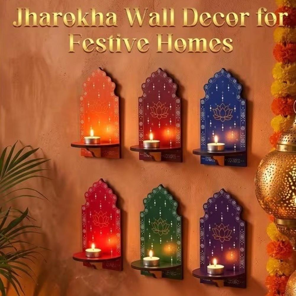 Meditation Wood Indian Wall Candle Holder Hand Painted Diwali Candle Stand  Yoga Room