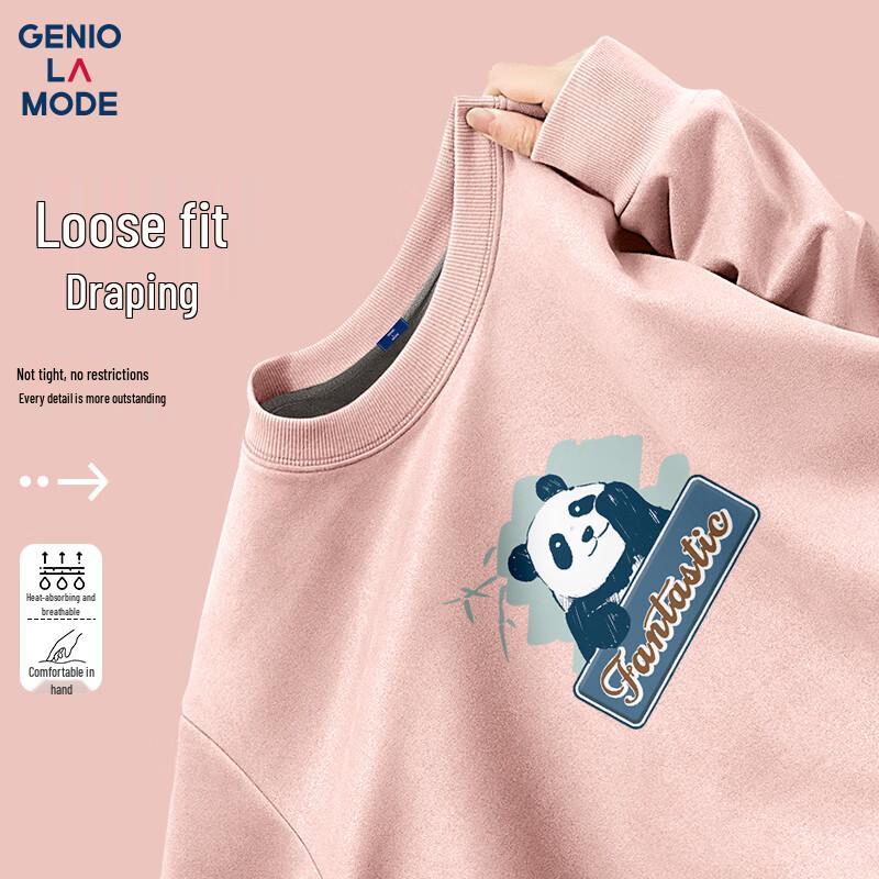 

GENIOLAMODE Men s Suede Velvet Round Neck Plush Sweatshirt 2XL