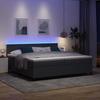 LED Box Spring Bed in Dark Grey and White 200 x 200 cm Cord Fabric