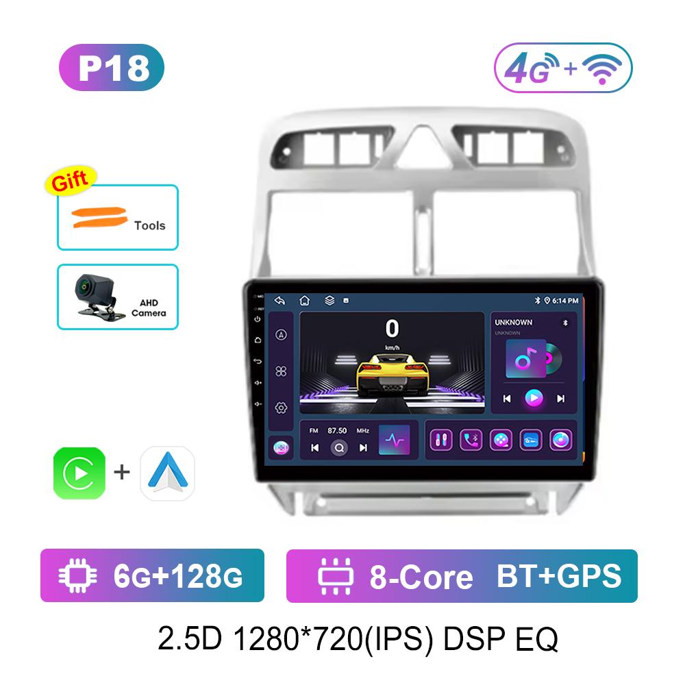 9 Inch Car Radio Multimedia Player Android for Peugeot 307 307CC 307SW 2004 - 2013 GPS 4G Carplay BT Split Screen Auto Tools