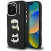 Karl Lagerfeld FW Gekörnt Karl & Choupette Köpfe Stifteetui für iPhone 16 Pro Max Schwarz