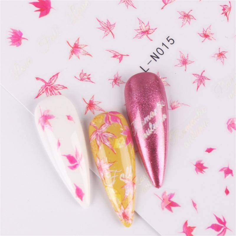 Thanksgiving Nail Decorations 6 Sheets with Maple Leaves and Pumpkins Self Adhesive Nail Art Stickers for Women