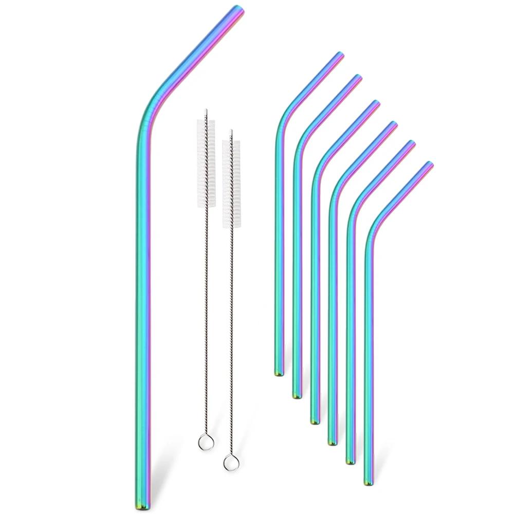 

9Pcs Reusable Drinking Straws Set Metal Straws 304 Stainless Steel Straws for Milk Coffee Bar Party Accessory Cocktail Straw