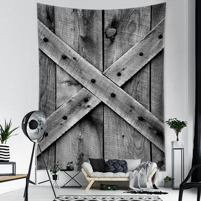 Gray Retro Wooden Door Tapestry Wall Hanging Abstract Art Hippie Tapez Psychedelic Witchcraft Dormitory Home Decor