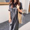 Shirtdress Women's Summer Simple Long Short Sleeve Dress Over The Knee