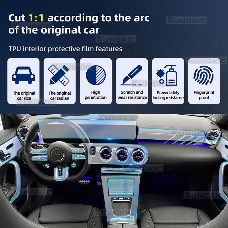 Interior Protective Film for Benz A-Class Amg A35 A45 2024 2025 Navigation Screen Gearbox Anti-Scratch Protection Sticker LHD