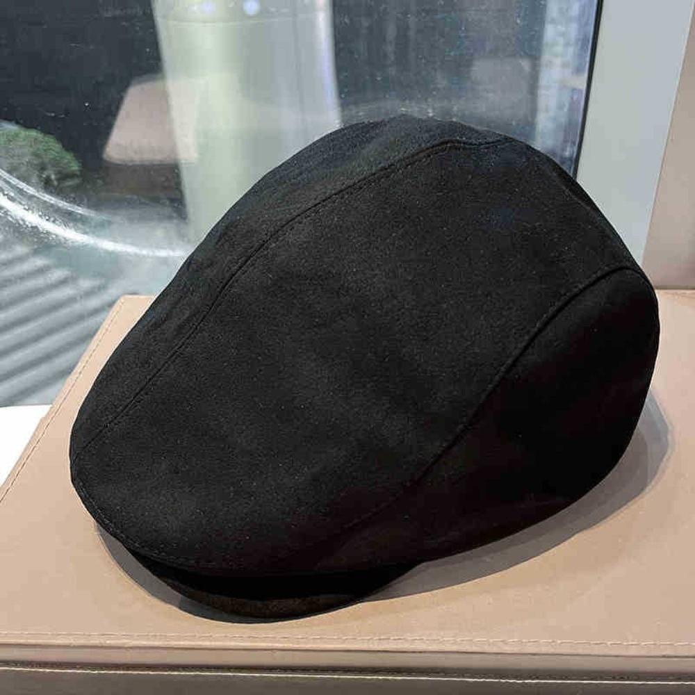 Solid Color Winter Forward Hat Warm Retro Flat Cap Unisex Suede Newsboy Cap Daily