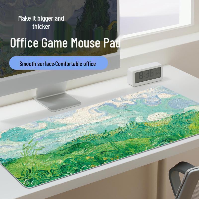 Gogh Oil Painting Van Landscape Mouse Pad Extra Large Nonslip Desk Mat With Precision Stitched Edges