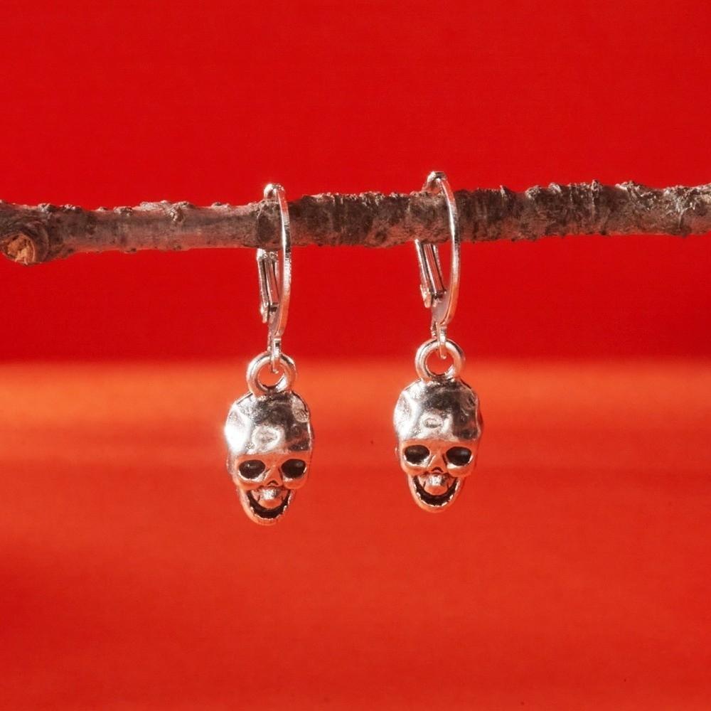 Skeleton Halloween Earrings Moon Skull Dangle Earrings Exaggerated Ghost Ear Studs  Unisex