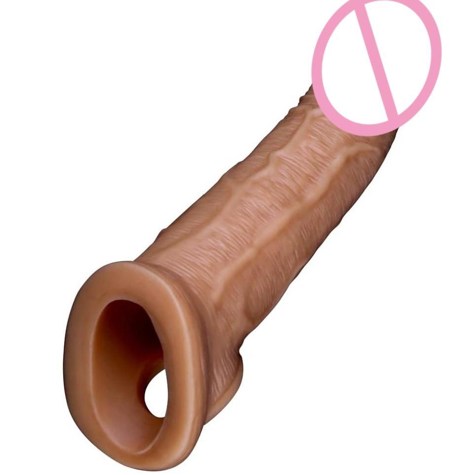 Large Exotic Condom Men's plus-Sized Growth Sexy Sex Product Simulation Penis Ring Men's Crescent Moon Crystal Cover