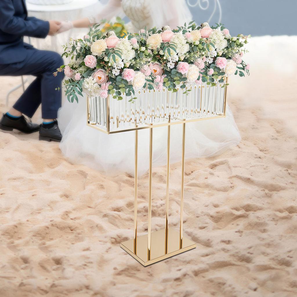 Elegant Crystal Flower Stand for Wedding Decor, Modern Floor & Countertop Display Stand Holds 17.6-22lbs, Versatile Centerpiece