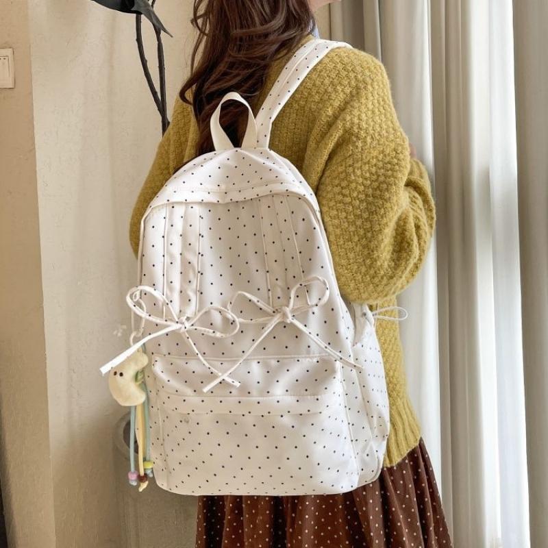 Mochila de Lunares Estilo Girly Para Mujer Gran Capacidad Ligera Mochila Escolar para Estudiantes Mochila Linda