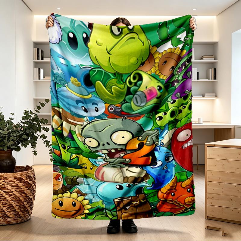 Plants vs. Zombies Print Blanket - Soft & Comfortable, for Bedroom, Travel, Sofa, Home Decoration - Birthday Christmas Gift for Friend