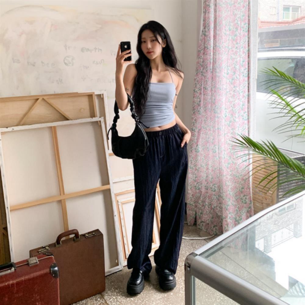 New Arrivals Open Run Women Nylon Stretch Jeans Wide Pants