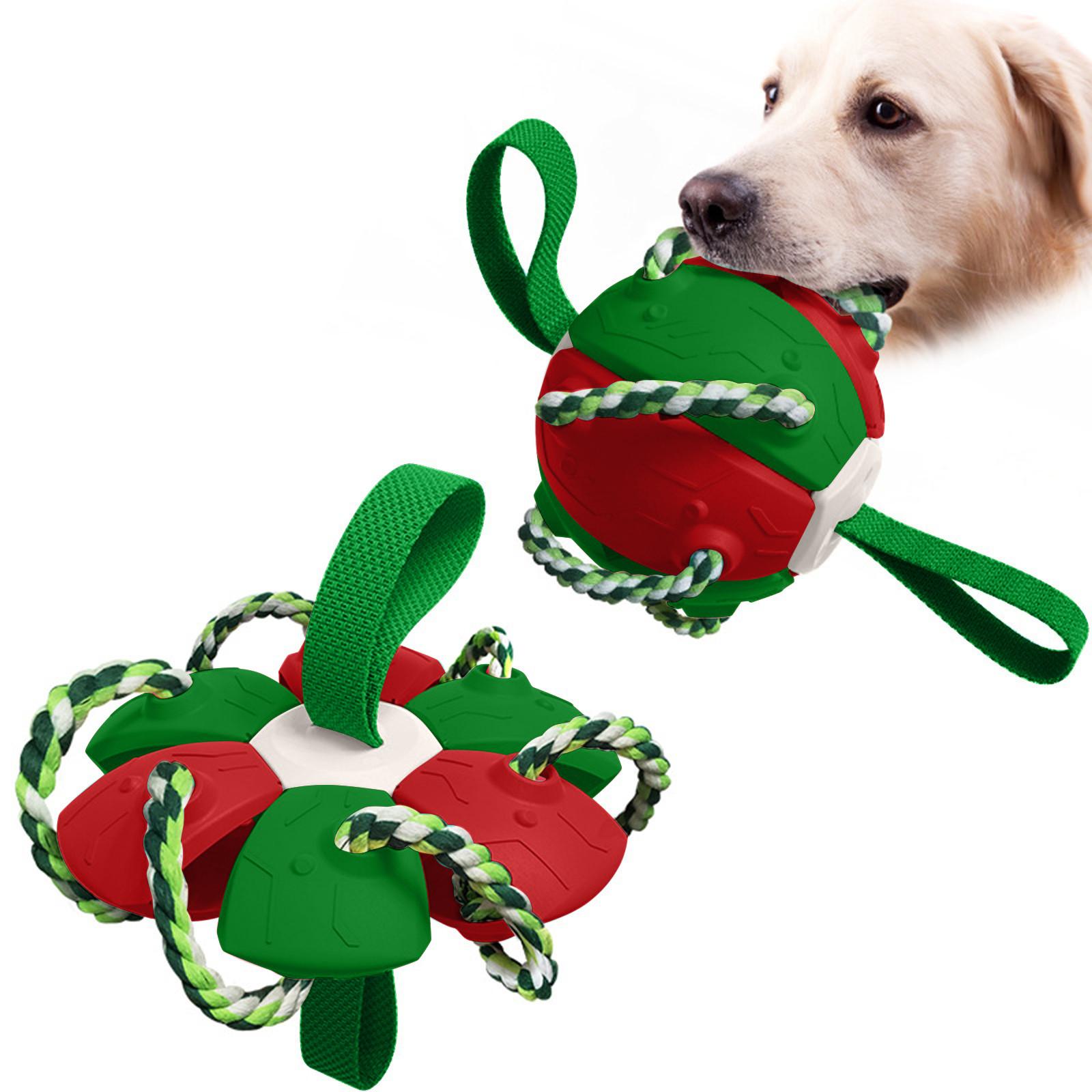 

Durable Dog Toy Interactive Fetch Ball with Rope Handle for Chewing Tugging and Playing Outdoor Indoor Activities Pet Training Exercise One Size зелёный