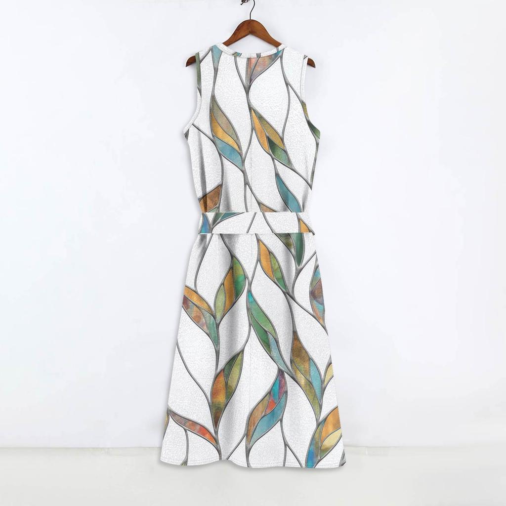 Robe Boho Sans Manches Pour Femmes Décontractée Coupe Ample Robe d'Été Imprimée