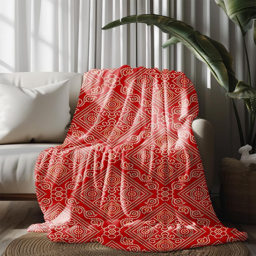 Gemusterte Rote Decke Mikrofaser Flanell Überwurfdecke Schlafzimmer Wohnzimmer Sofa Weich Und Bequem Heimdekoration