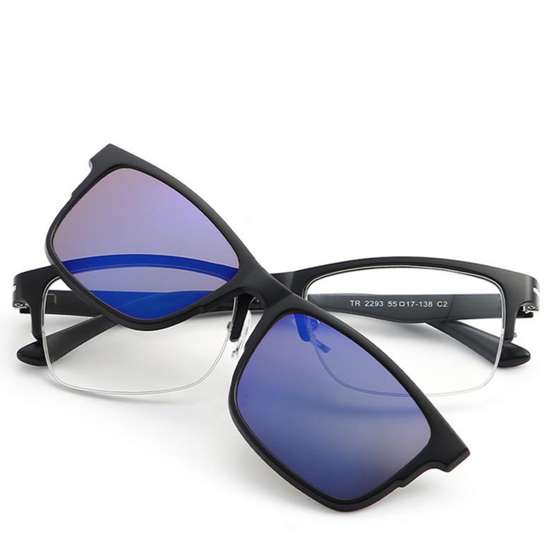 2293 Magnet Clip Square Half Frame Myopia Glasses 0 -0.5 -1.0 -1.5 -2.0 -2.5 -3.0 -4.0 -4.5 -5.0 To -6.0