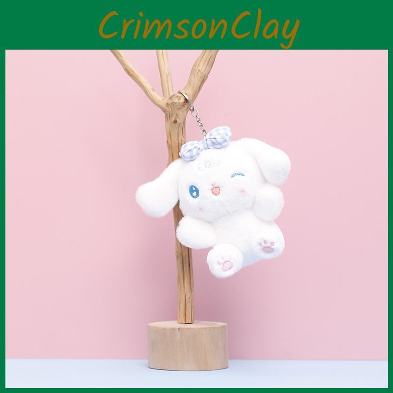 Bowknot Plush Dog Keychain Cartoon Pendant Stuffed Doll Bag Decoration Gift Kids