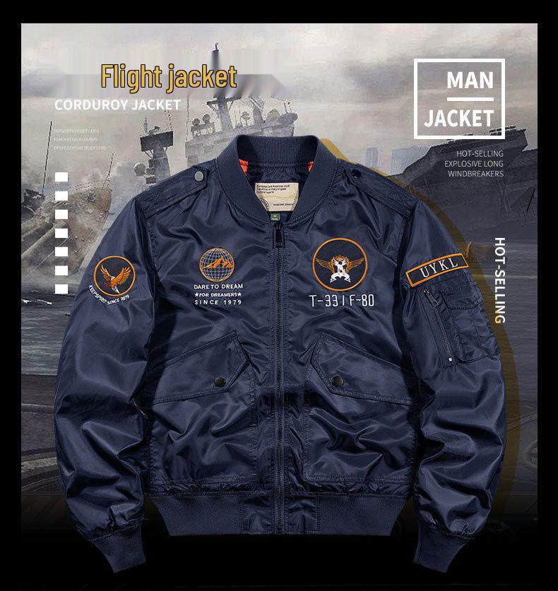 Herr Plus Size Rund Hals Flygjacka - Casual Utomhussporter Baseball Arbetskläder