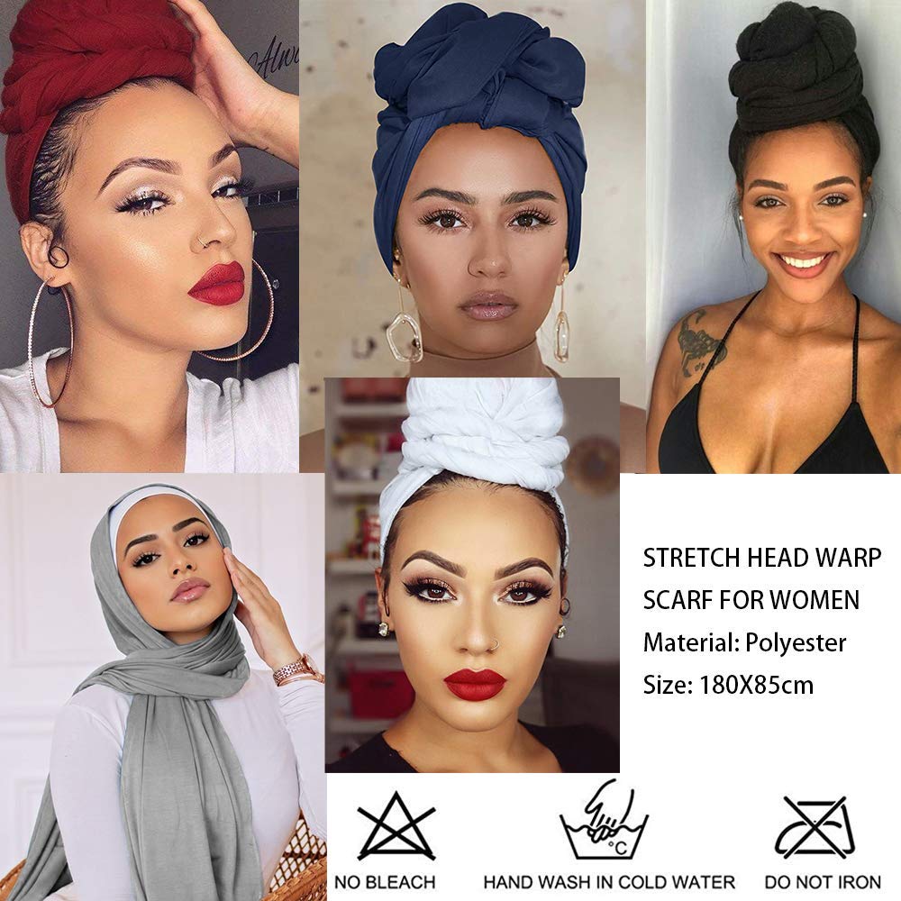 Head Wraps for Black Women Turban Headwraps Stretchy African Hair Wraps Jersey Head Scarf Tie Headbands