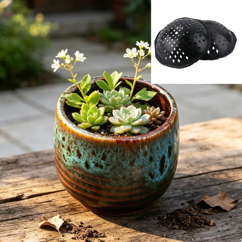 Plastic Pot Drainage Screens, 10Pcs Curved Inserts That Help Hold Potting Mix Inside While Water Passes Through for Indoor Container Gardening