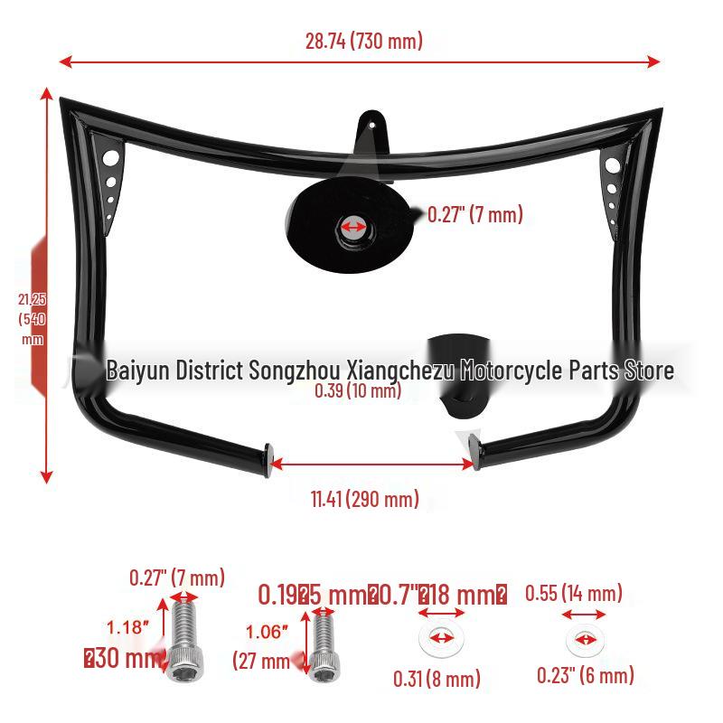 Harley Touring 97-08 Black Front Bumper Guard for Big Glide
