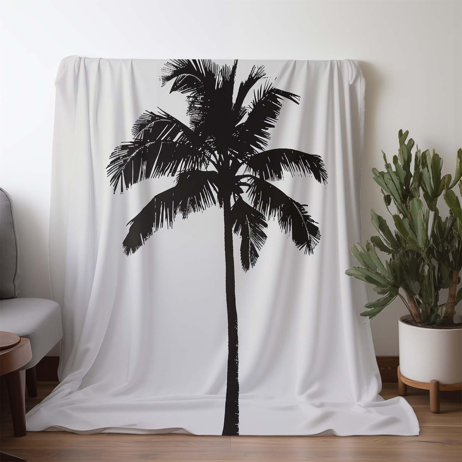

1pc Sdoo Flannel Blanket - Retro Palm Tree Print, Soft & Warm All-Season Throw for Sofa Bed Car Camping Office, Cozy Gift Idea, 130x150cm