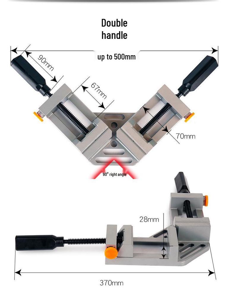 Kątownik 90° do stolarki i spawania, szybki zacisk z uchwytem obsługiwanym jedną ręką