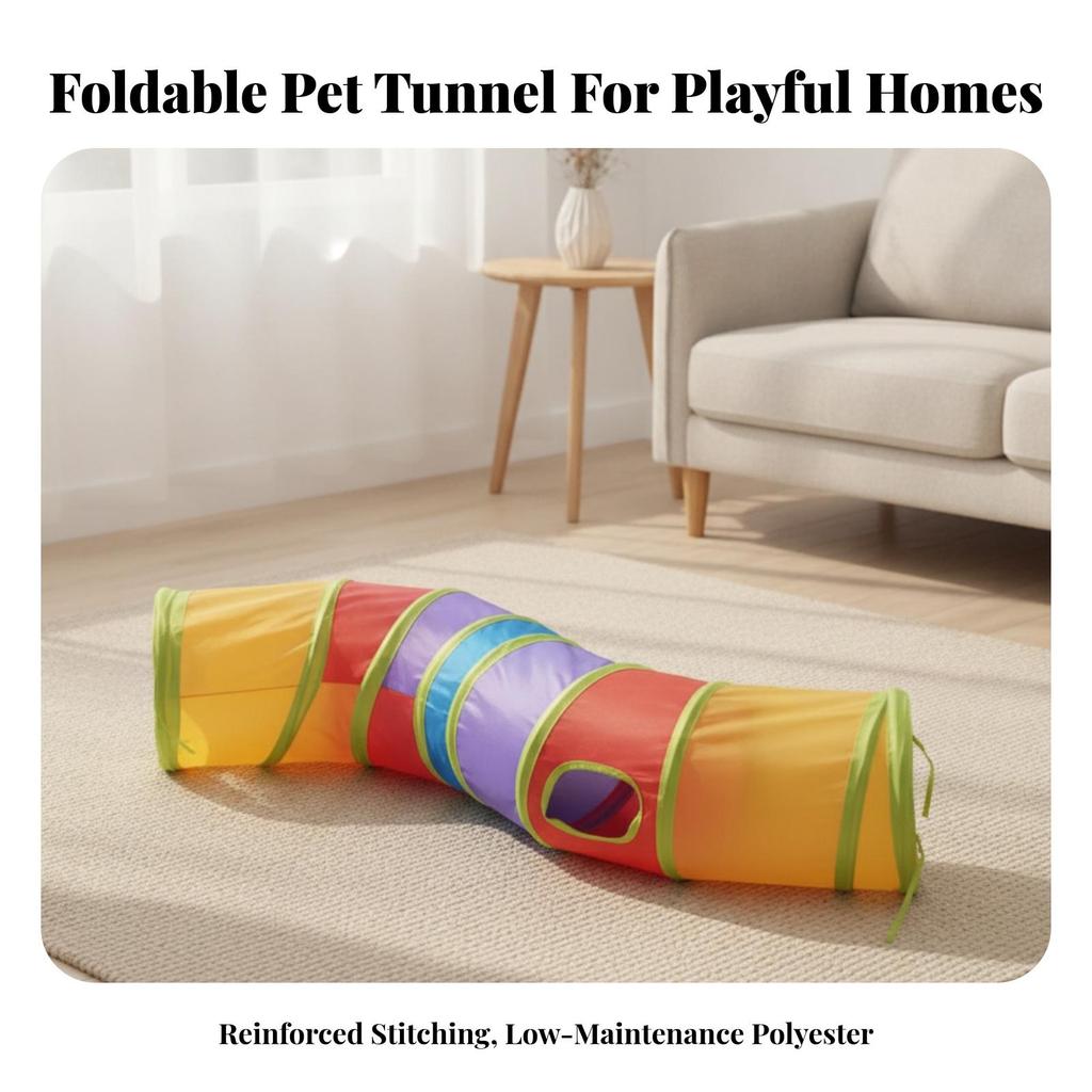 Interactive Cat Tunnel Toy Collapsible Foldable Portable Space-Saving