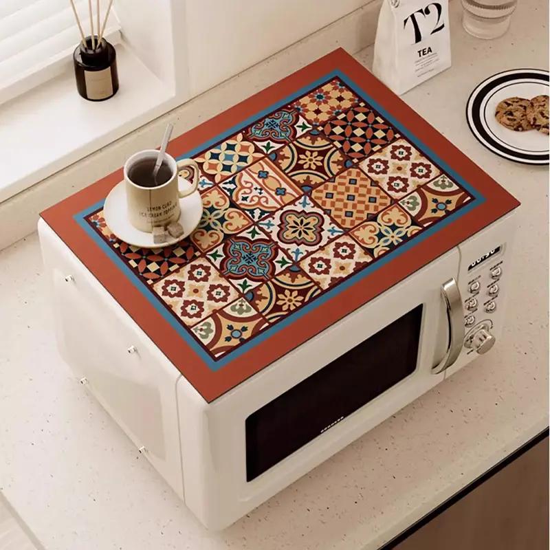 Retro Washing Machine Covers Kitchen Absorbent Coffee Machine Refrigerator Cover Pad Drain Pad Microwave Oven Insulation Pad