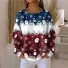 Camicia da donna alla moda casual con stampa natalizia, scollo a V, maniche lunghe e abbottonatura.