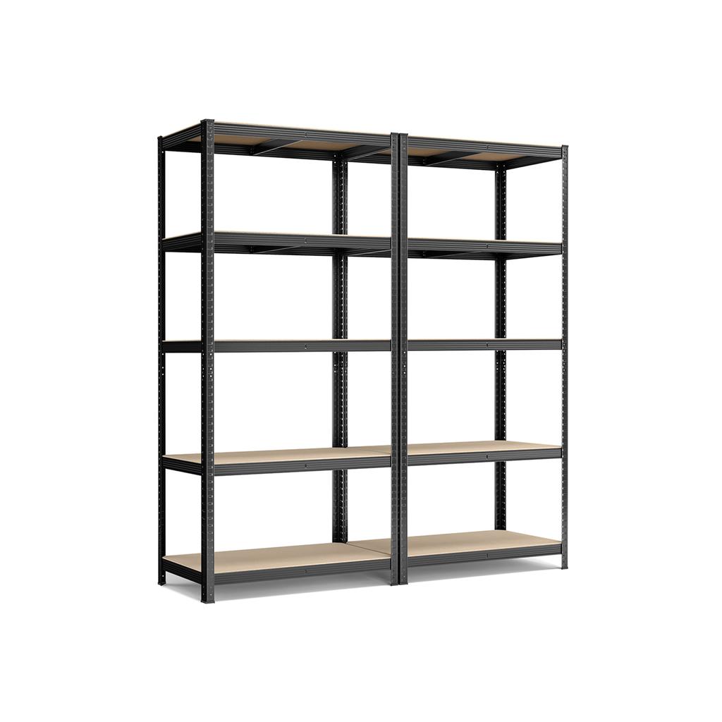 SONGMICS 5-Tier Shelving Units, Set of 2 Steel Shelving Units for Storage, Tool-Free Assembly, for Garage, Shed, Load Capacity 600 kg