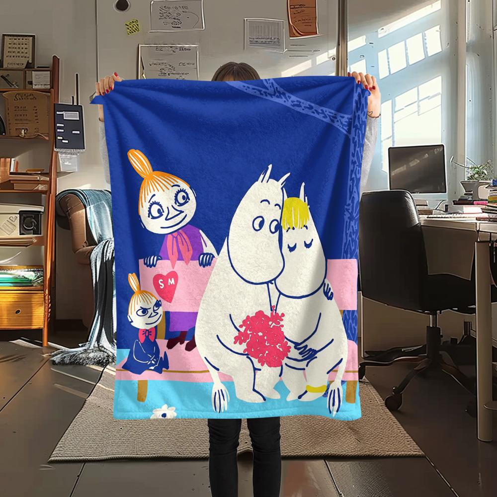 Moomin3 Flannel Blanket, High quality Comfortable for All Seasons, Home Decor, Warmth and Comfort