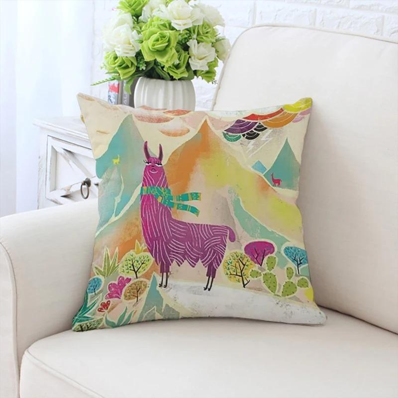 Cute Cartoon Alpaca Pillowcase Car Ornaments Office Living Room Sofa Home Pillowcase