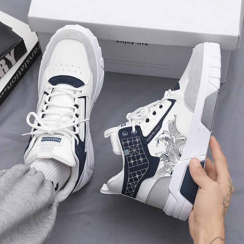 2024 Мужская обувь Повседневные кроссовки Кожаные мокасины Скейтборд Модная платформа — фото 6