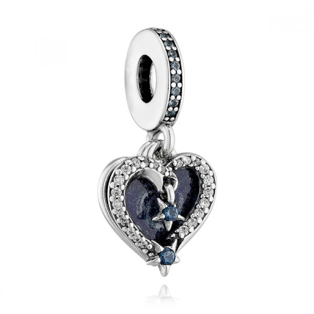 PAndora 792356c01 Celestial Shooting Star Heart Pendant And Dangle Silver Charm