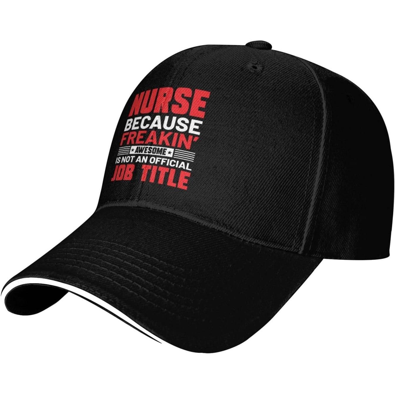 Nurse Because Freakin Awesome Is Not an Official Job Title Baseball Cap Polyester Adjustable Trucker Hat Casual Unisex Adjustable