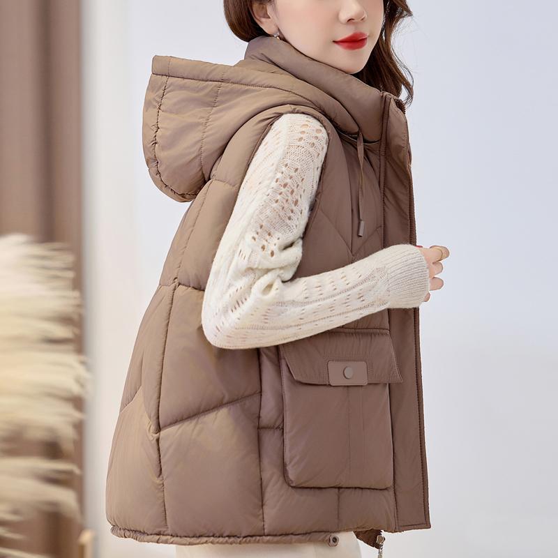 Fashion Winter Women's Warm Vest Hooded Thick Casual Sleeveless Jackets Woman Short Coats