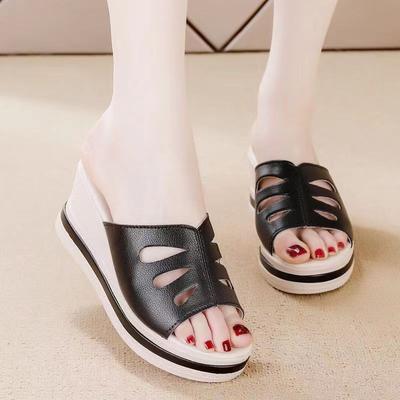 Shoes for Women Summer Fashion Platform Wedges Comfortable Slip On Slippers Casual Beach Shoes PU Non-slip Sandalias De Mujer