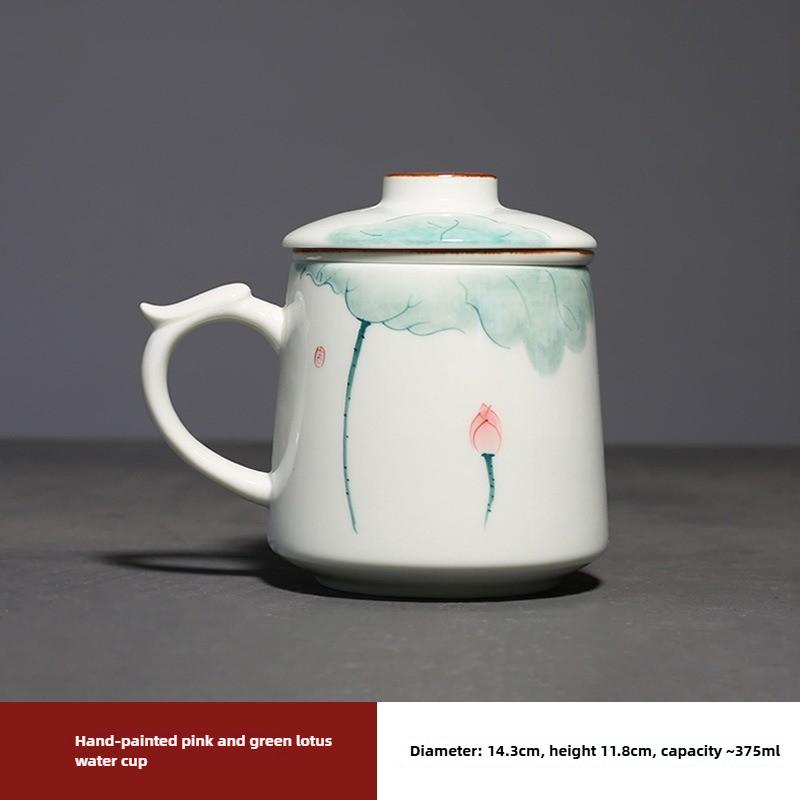 

Celadon hand - painted tea - making cup fresh - style water cup ceramic cup for home and office use tea - filtering cup 200-400ml