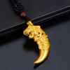 Vietnam Gold Tiger Tooth Pendant: Brass Gold-Plated Dominant Men's Fashion Accessory Gift