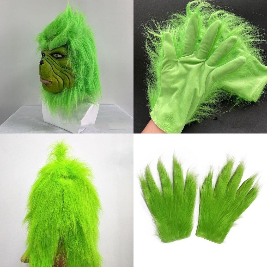 Vánoční Grinchovy rukavice Děsivý zelený monster kostýmový doplněk