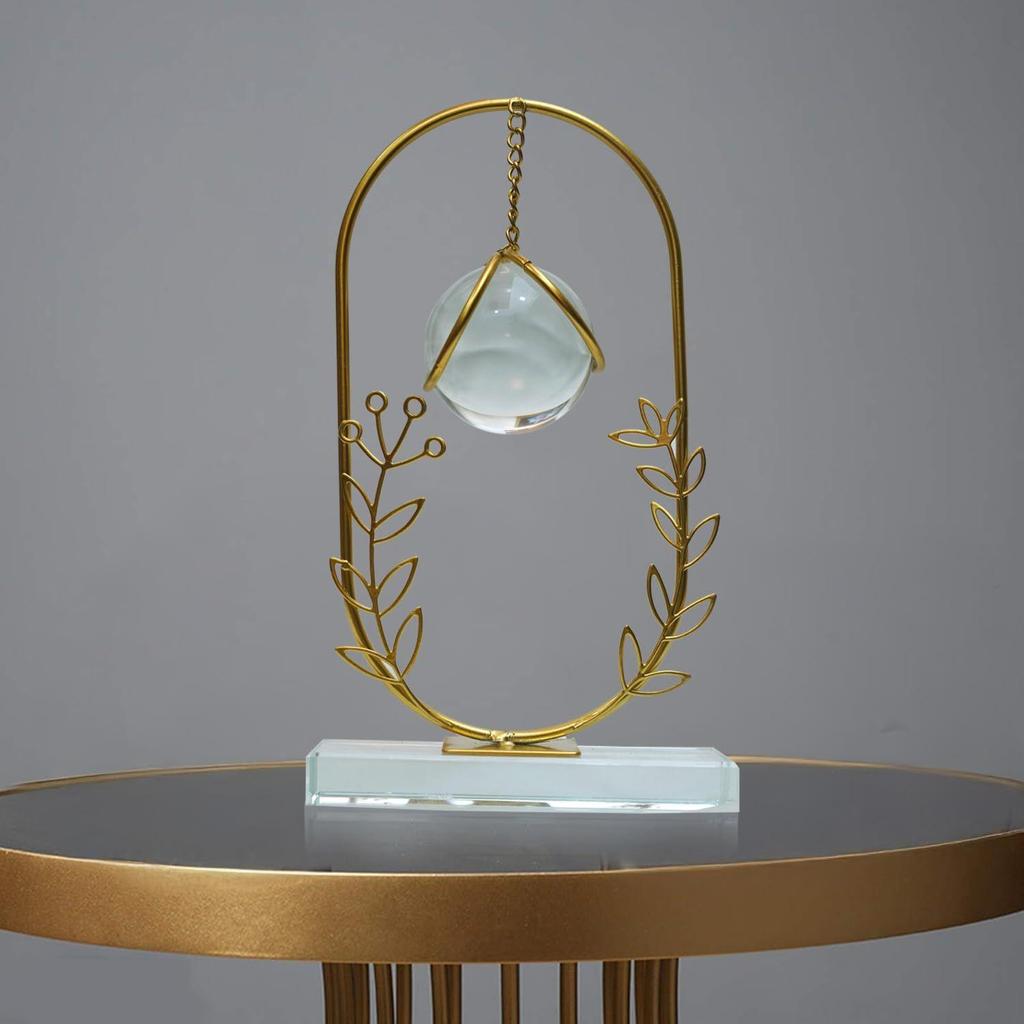 Clear Crystal Ball with Stand, Light Luxury Crystal Sphere for Gift, Gold Art Deco for Photography Ornaments, Bookcase, Wedding, Party