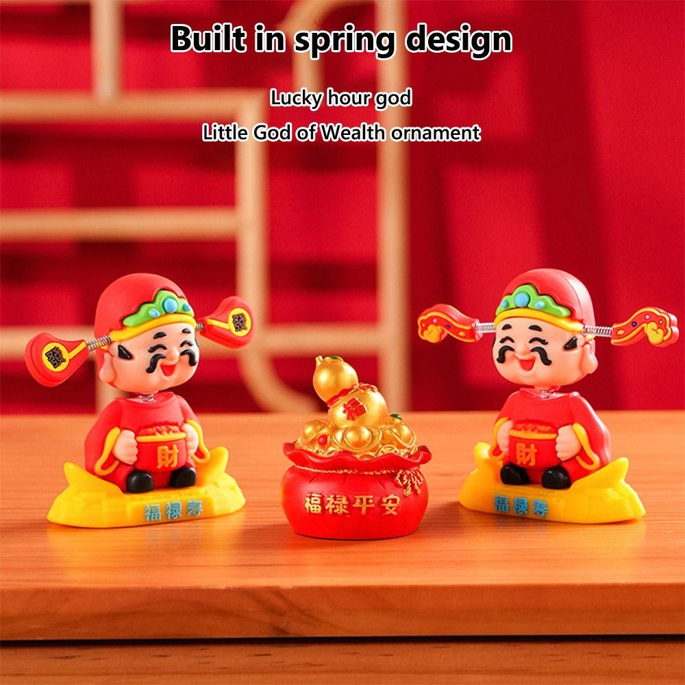 Mini God of Fortune Figurine Cartoon New Year Statue  Car Interior Decoration