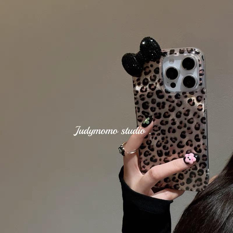 For Samsung Galaxy A17 A07 A56 A36 A16 A55 A35 A54 A14 A34 A13 A23 Leopard Blink Diamond Candy Bowknot Lustre Lining Phone Case